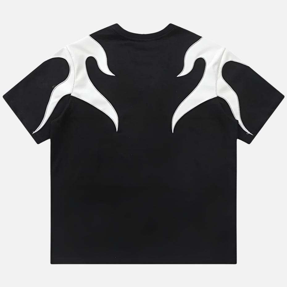 Bold Graphic Splicing Hip Hop T-Shirt