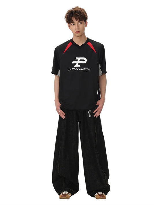 Retro Contrast Paneled Short Sleeve T-Shirt
