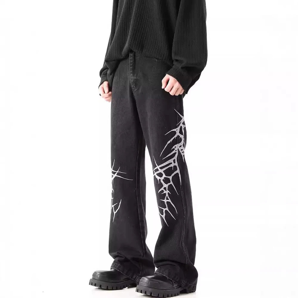 Heavy Embroidery Loose Straight Y2K Jeans