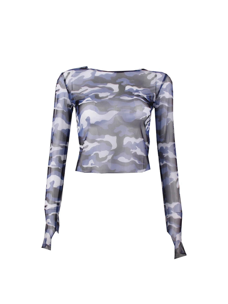 Green Camouflage Vintage Long Sleeve T-Shirt