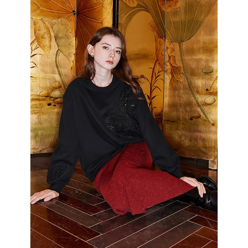 Cozy Thick Fleece Embroidered Sweaters