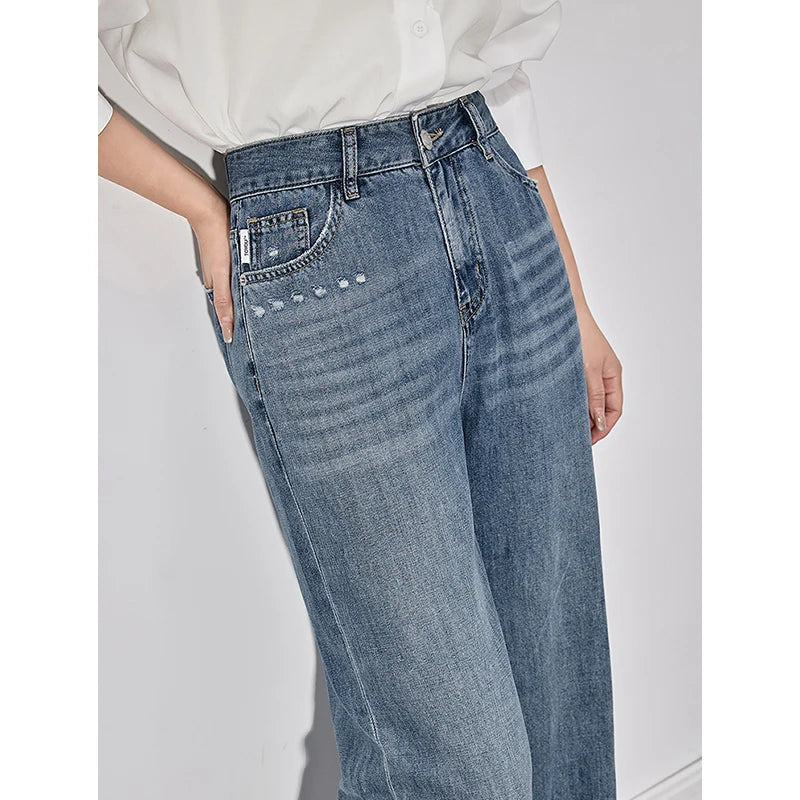 Handmade Light Blue Denim Wide Jeans