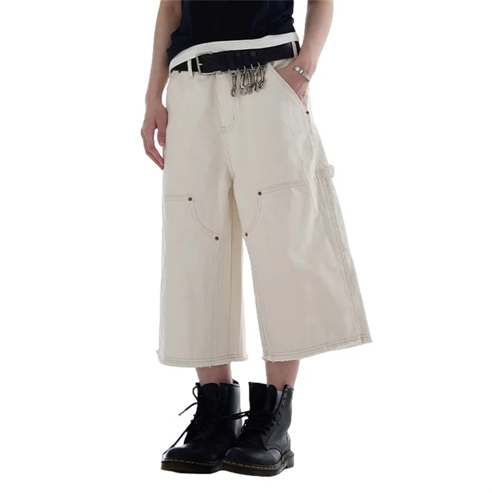 Loose Fit Raw Edge Cargo Shorts