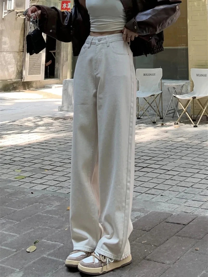 Vintage American Beige High Waist Jeans