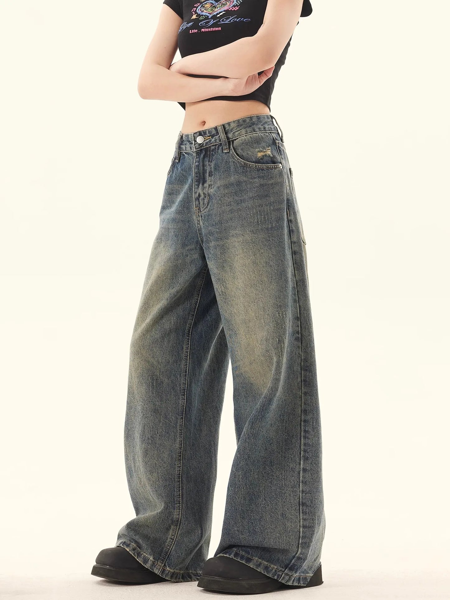 Vintage American Style High Waisted Jeans