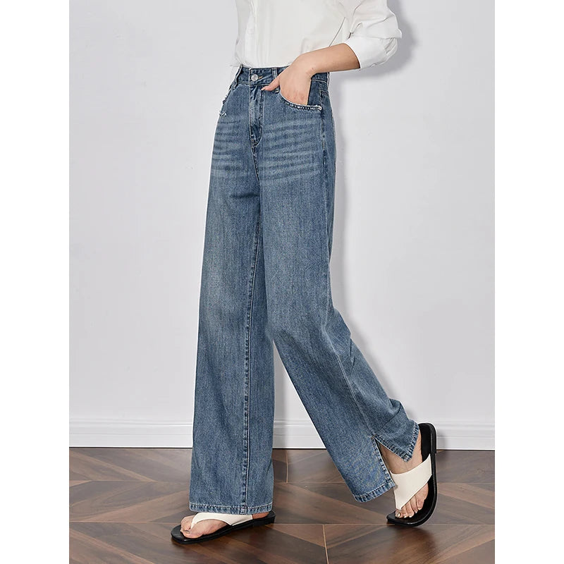 Handmade Light Blue Denim Wide Jeans