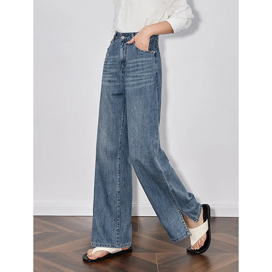 Handmade Light Blue Denim Wide Jeans