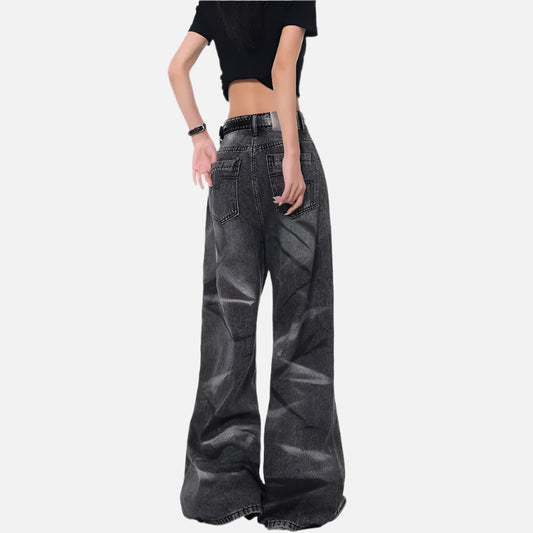 Vintage Style Wide Leg Denim Jeans