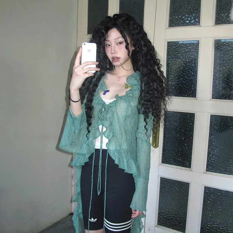 Vintage Lace Ruffle Blouse Shirt