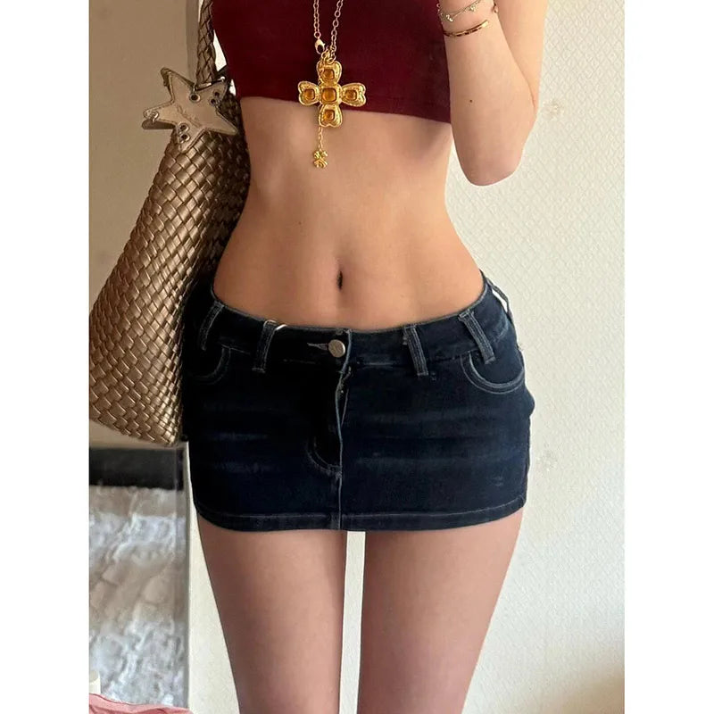 Elegant Gothic Vintage Denim Mini Shorts