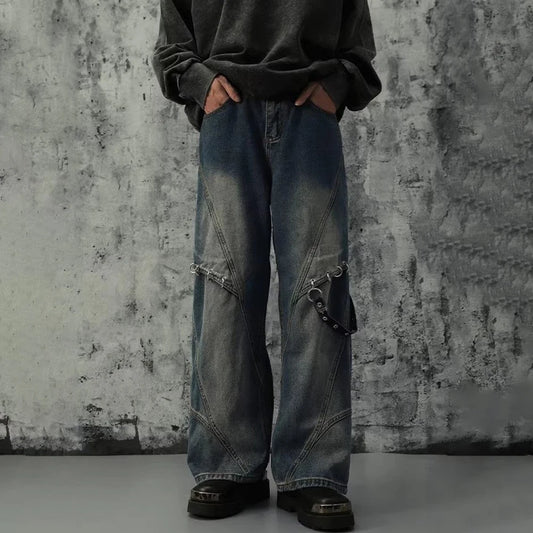 Stylish Retro Baggy Straight Leg Jeans