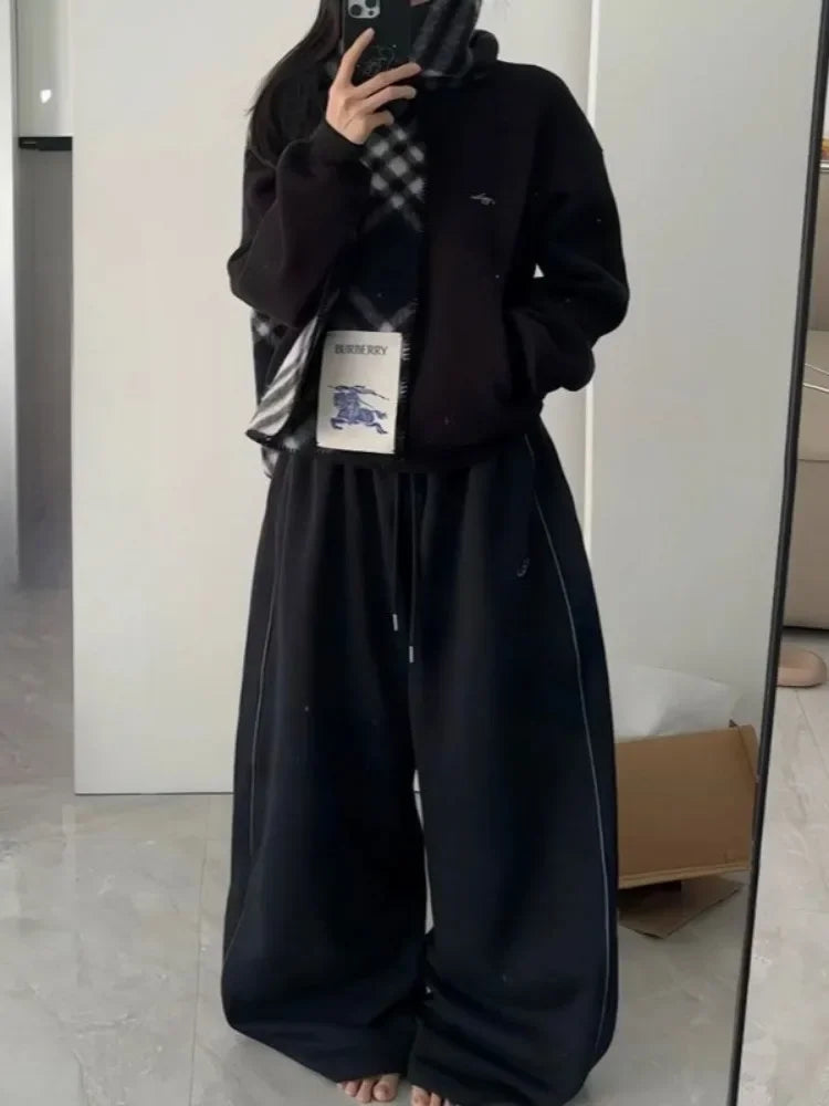 Chic Striped Oversized Sweatpants Korean Pants