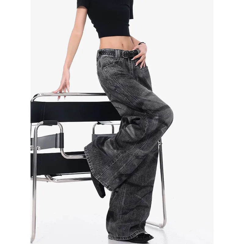 Vintage Style Wide Leg Denim Jeans