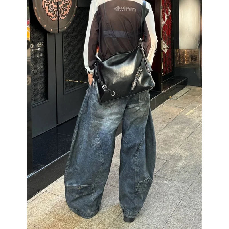 Vintage High Waist Blue Wide Jeans