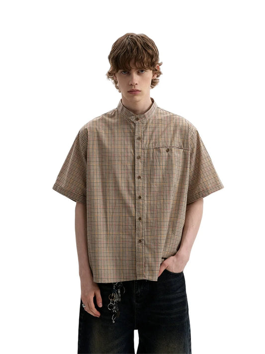 Plaid Retro Casual Short Sleeve Shirt