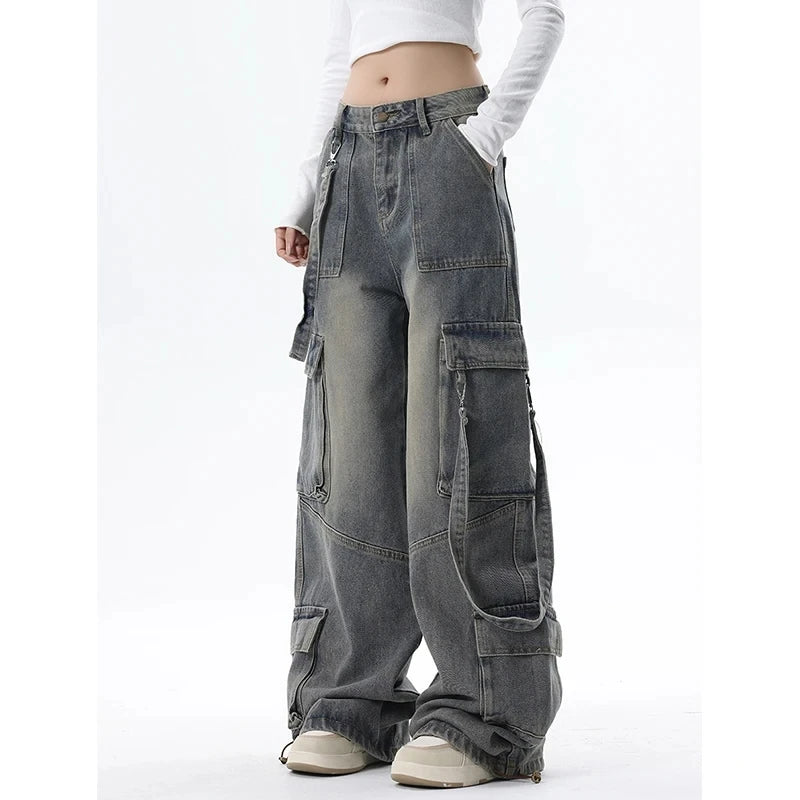 Vintage Blue Gothic Cargo Y2K Jeans