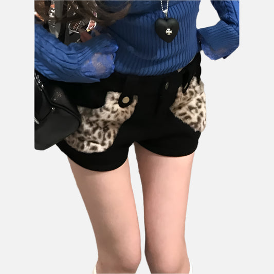 Leopard Print Vintage High Waisted Shorts