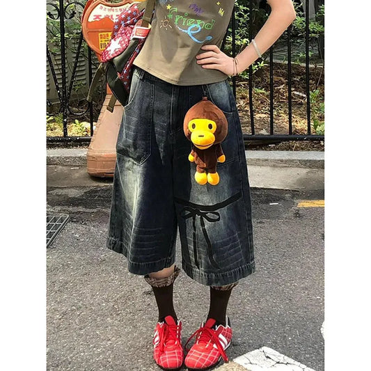 Vintage High Waist Wide Leg Jorts