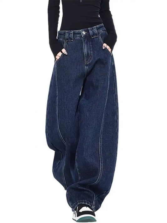 Vintage Oversize Blue Ripped Denim Jeans
