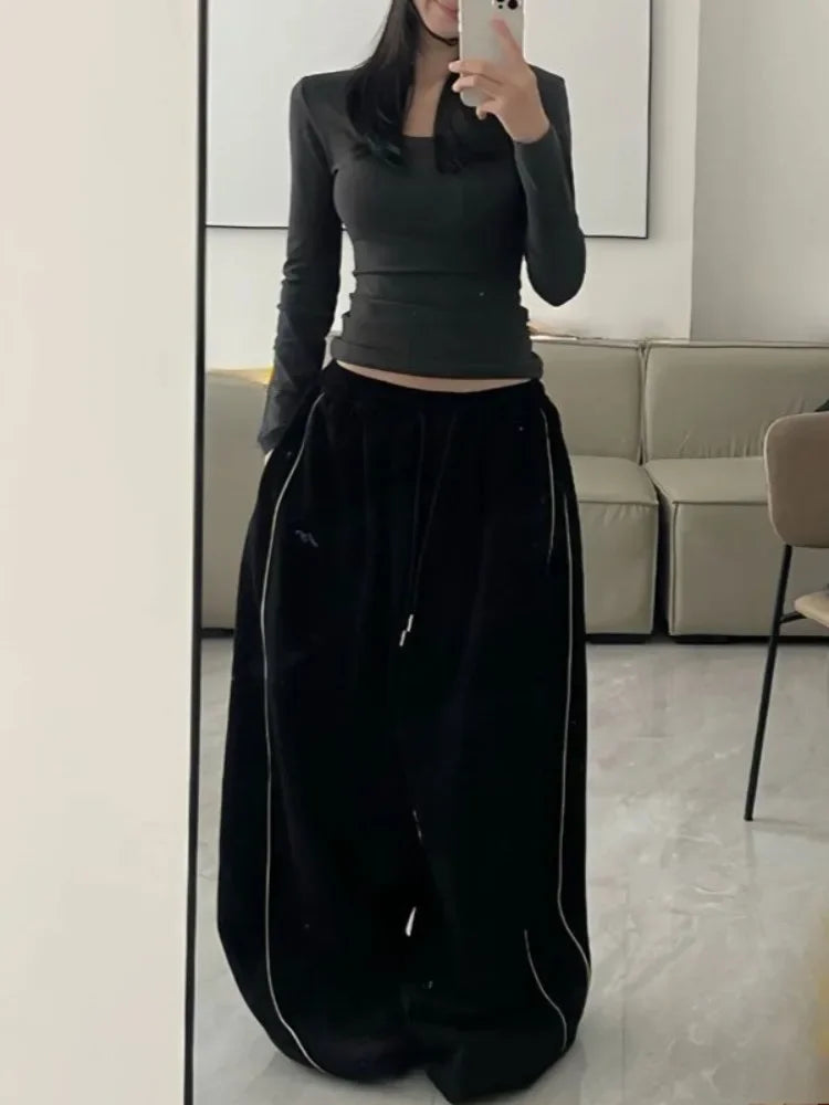 Chic Striped Oversized Sweatpants Korean Pants