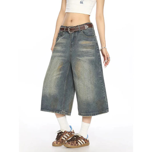 Vintage High Waist Blue Denim Shorts