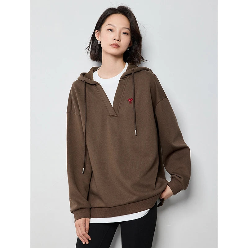 Heart Embroidery Fake Two-Piece Sweatshirt