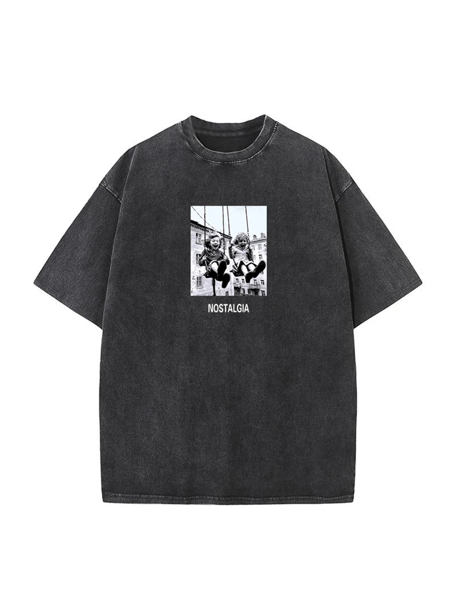 Retro Vintage Printed Cotton T-Shirt