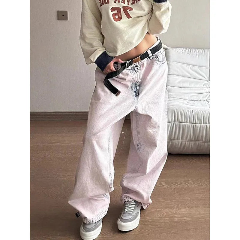 Pink Vintage Graffiti High Waisted Jeans