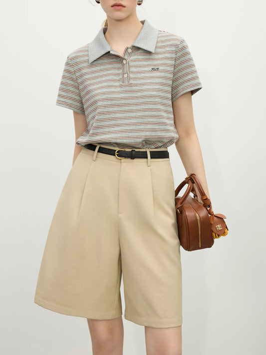 Retro Knitted Short Sleeve Polo T-Shirt