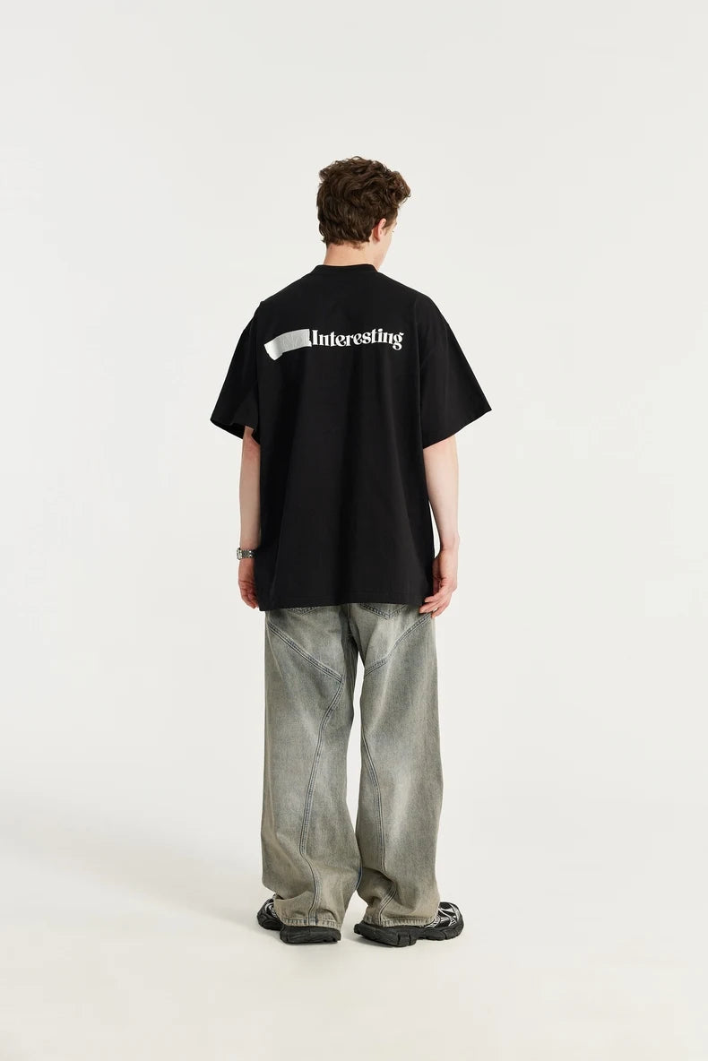 Irregular Stitching Oversized Wide Leg Jeans