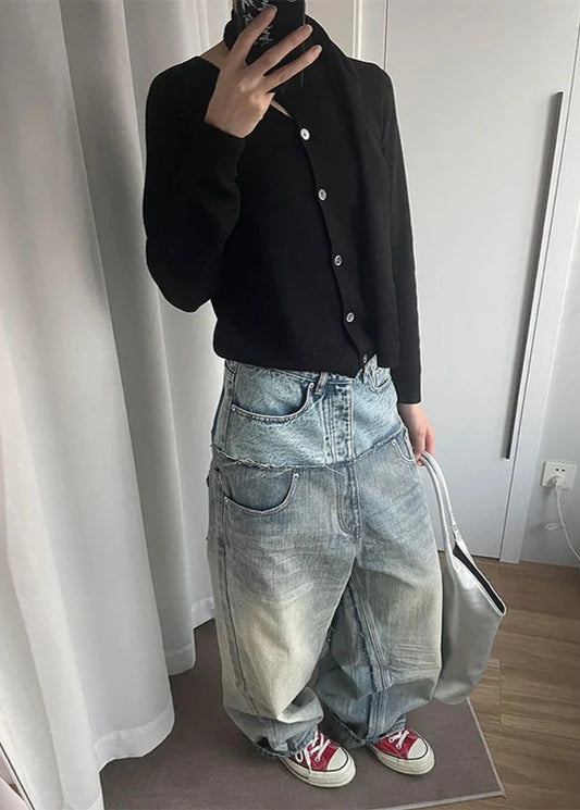 Vintage Raw Hem Wide Leg Jeans
