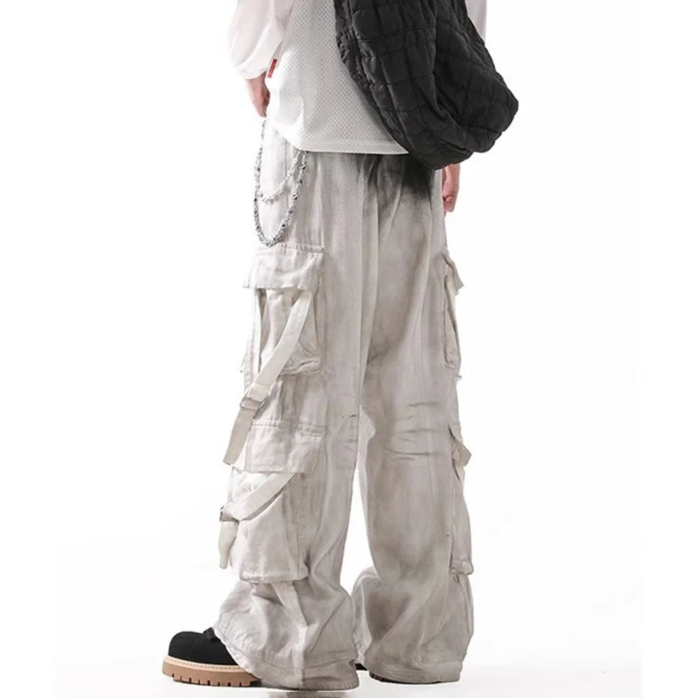 Retro Colorblock Baggy Overalls Jeans