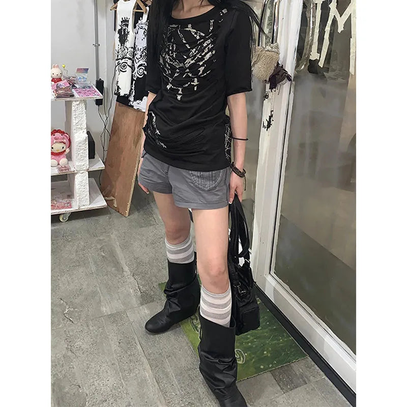 Gray Cargo Pocket Sexy Y2K Short