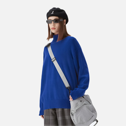 Black Oversize Minimalist Turtleneck Sweater