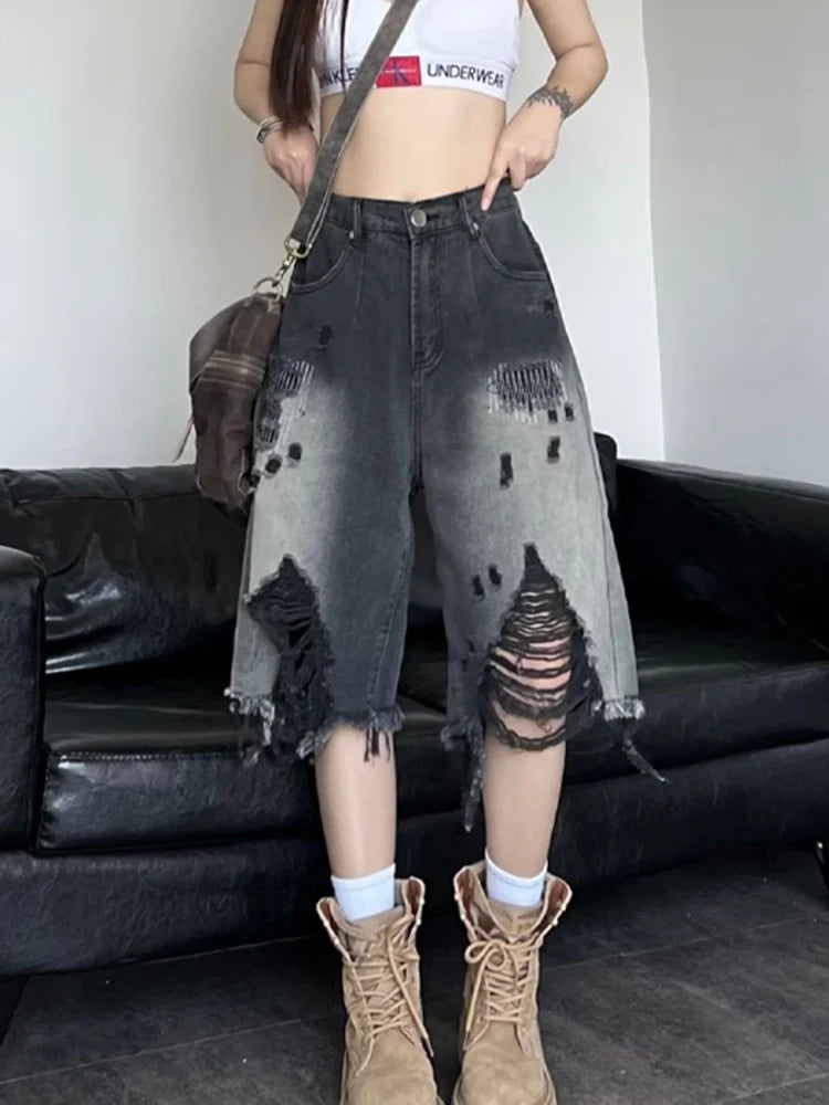 Vintage Gradient Denim Shorts American Jeans