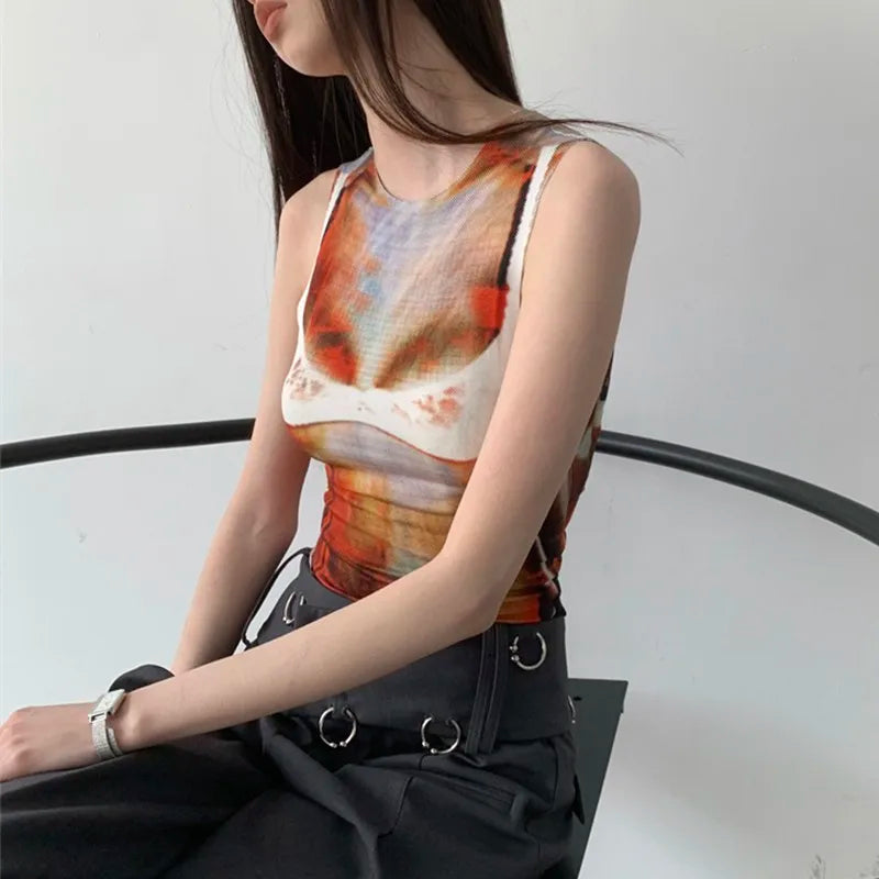 Pixelated Tie Dye Cyber Grunge Tank